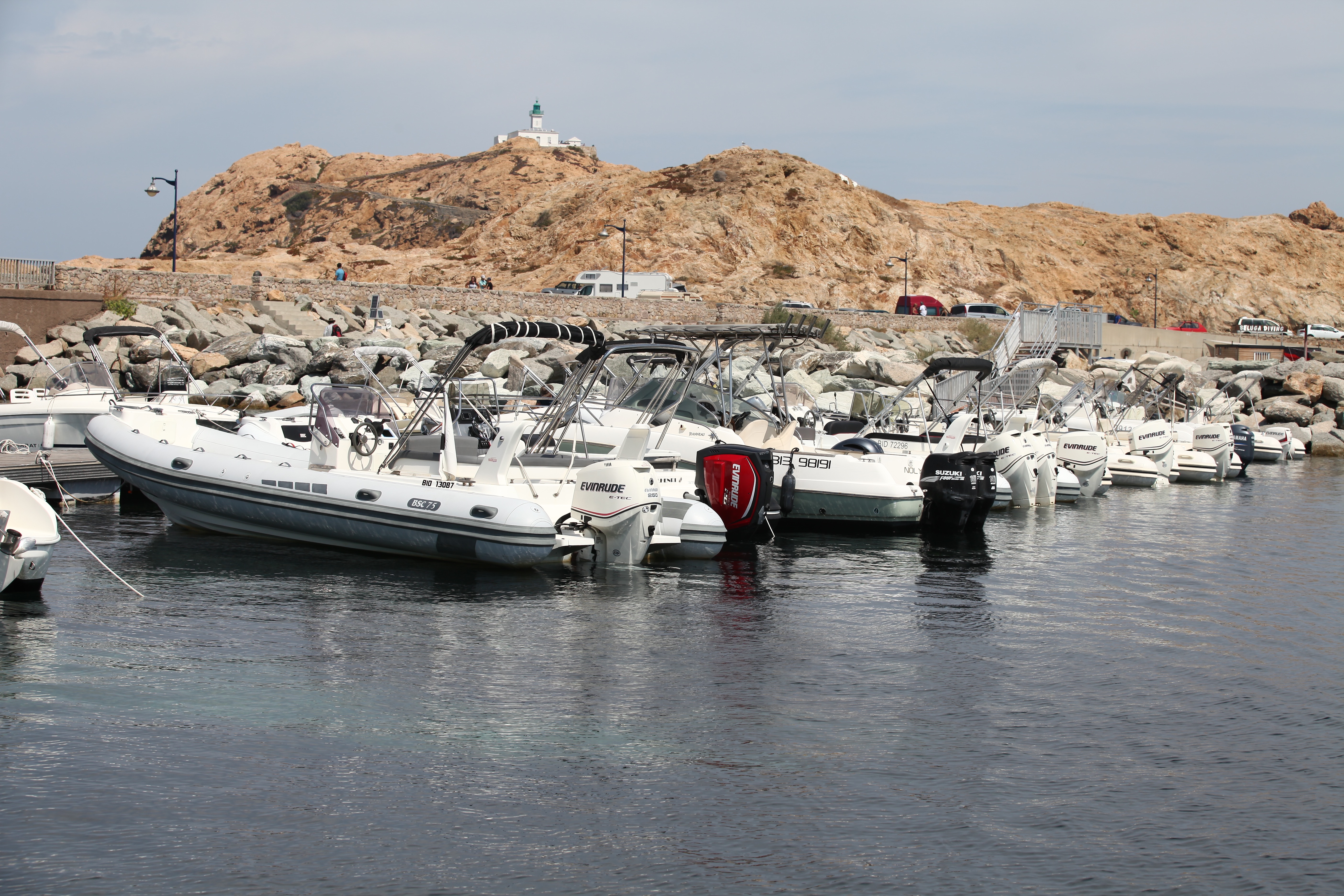 Le ponton de location de la société Nautimarine, à Ile Rousse, fait la part belle aux semi-rigides.